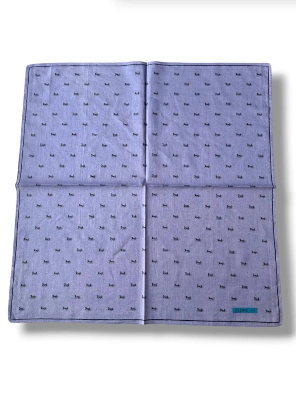 Celine Paris periwinkle blue purple all-over iconic carriage micro print scarf